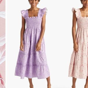 Hill House Bridgerton Lilac Purple Cotton Floral Midi Nap Dress